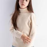 Girls 100% Merino Wool Sweater Fall Winter First-Line Ready to Wear Turtleneck Long Sleeve Seamless Pullover