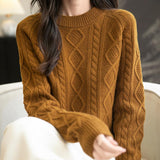 Chanyarn Pull à laine de mérinos de Chanyarn 2025 Automne d'hiver Casual Crewneck à manches longues Câble vintage Pull en tricot