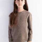Girls 100% Merino Wool Sweater Fall Winter First-Line Ready to Wear Crewneck Long Sleeve Seamless Knit Sweater