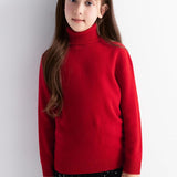 Girls 100% Merino Wool Sweater Fall Winter First-Line Ready to Wear Turtleneck Long Sleeve Seamless Pullover