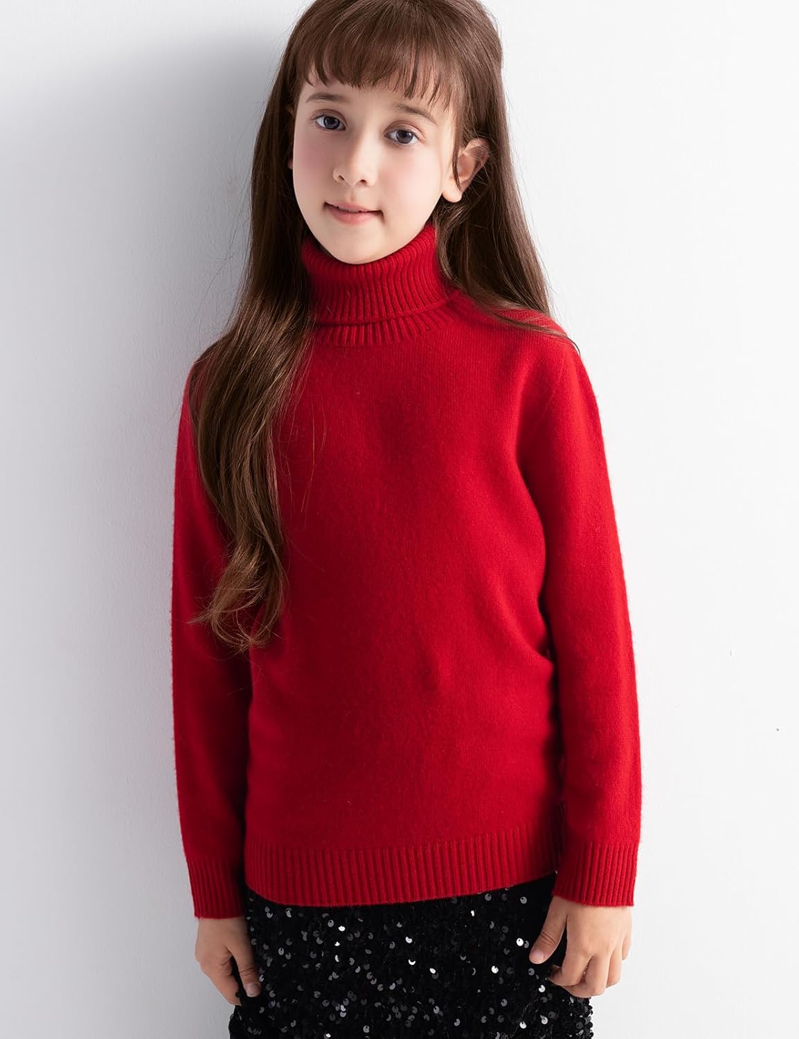 Girls 100% Merino Wool Sweater Fall Winter First-Line Ready to Wear Turtleneck Long Sleeve Seamless Pullover