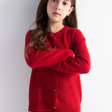 Girls 100% Merino Wool Cardigan Fall Winter First-Line Ready to Wear Crewneck Long Sleeve Seamless Sweater