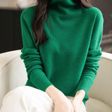 Chanyarn Women's100％メリノウールシームレスセータータートルネックファーストライン長いスリーブニットプルオーバートップを着用する準備ができています