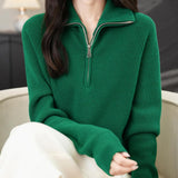 Chanyarn Women's 100% Merino Wool Sweater 2025 Fall Winter 1/4 Zip Pullover Casual Long Sleeve Knit Sweater Tops