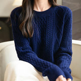 Chanyarn Women's Crew Neck 100% Merino Wool Sweater 2025 Otoño Invierno Cable Cable de manga larga suave suave suéter de manga larga