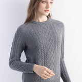 Mongolian Cashmere Cable Crewneck Sweater