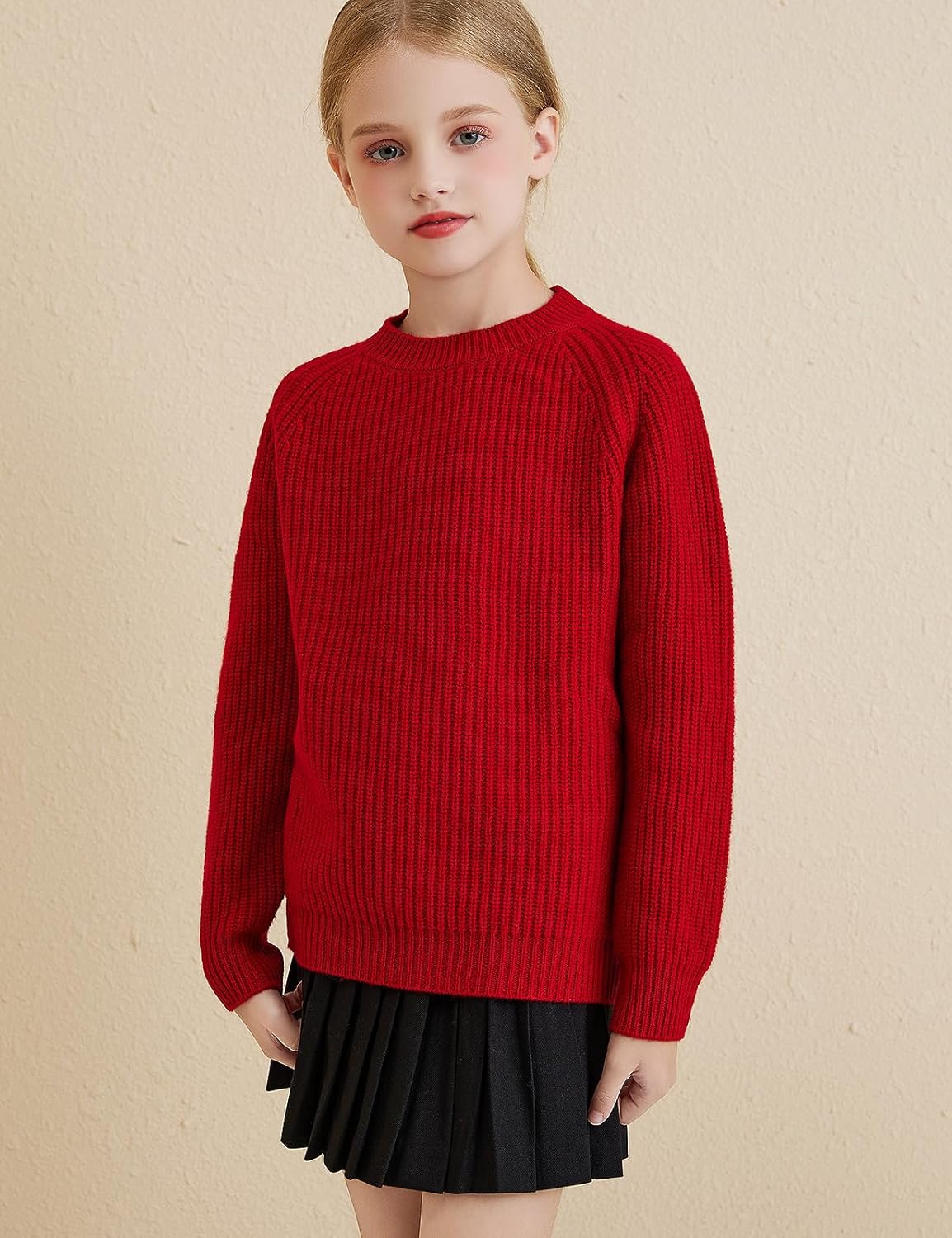 Girls Crew Neck 100% Merino Wool Sweater 2025 Fall Winter Kids Warm Soft Long Sleeve Knitted Pullover Sweater