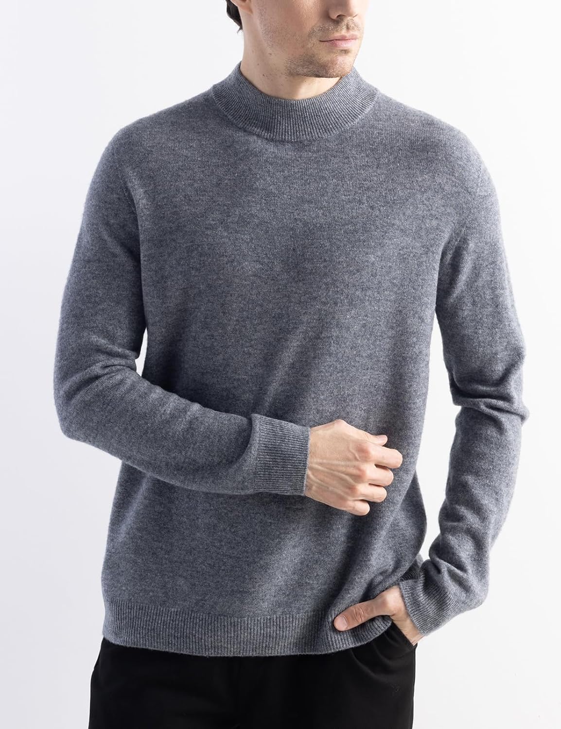Men's 100% Merino Wool Sweater 2025 Fall Winter First-Line Ready to Wear Mock Neck Long Sleeve Seamless Knit Sweater