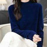 Chanyarn Women's 100% Merino Wool Seamless Sweater Mock Neck First-Line Ready to Wear Long Sleeve Knitted Pullover Tops