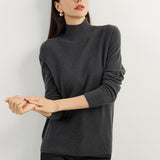 100% Pure Cashmere Women's Sweater Mock Neck Long Sleeve Warm Soft 2025 Fall Winter Knit Pullover
