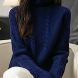 Chanyarn Women's 100％Merino Wool Turtleneck Seater2025秋冬の長袖ソリッドケーブルニットプルオーバーセーター