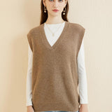 Women's 100% Merino Wool Sweater Vest 2025 Spring Classic V Neck Casual Sleeveless Knit Sweater Vest