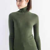 Women's Merino Wool Sweater Fall Winter Turtleneck Rib Long Sleeve First-Line Ready to Wear Seamless Knit Sweater