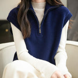 Chanyarn Women's 100% Merino Wool Sweater Vest 2025 Fall Winter 1/4 Zip Sleeveless Knit Sweater Tank Tops