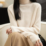 Chanyarn Women's Turtleneck 100% Merino Wool Sweater 2025 Fall Winter Classic Warm Soft Raglan Long Sleeve Knit Sweater