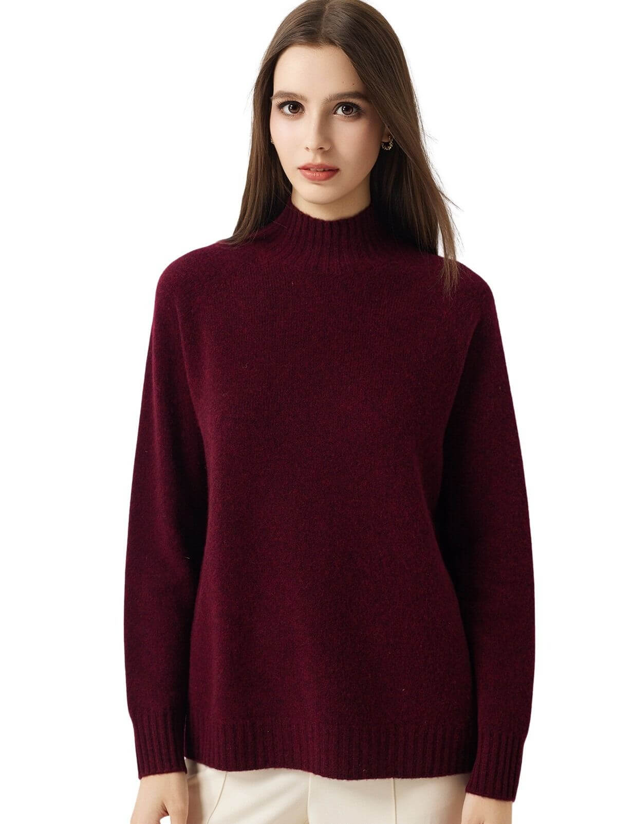 100% Merino Wool Seamless Mock Neck Sweater