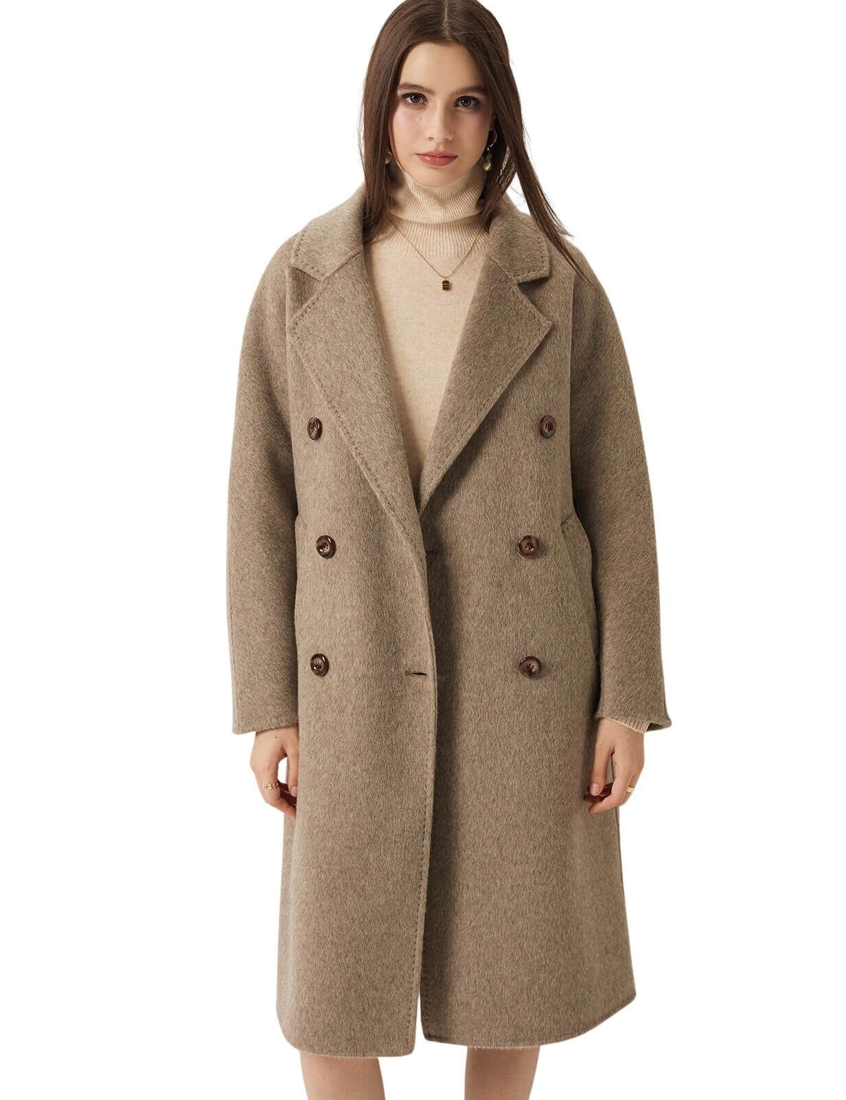 100% Merino Wool Fall Winter Long Pea Coat