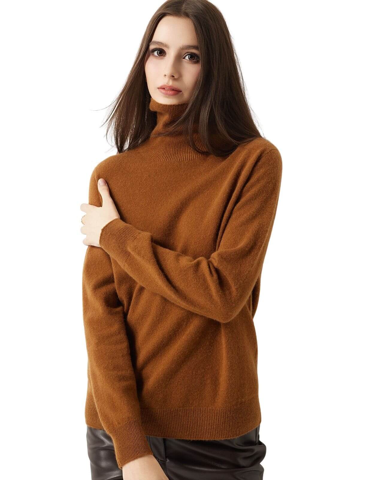 30% Cashmere 70% Merino Wool Seamless Turtleneck Sweater
