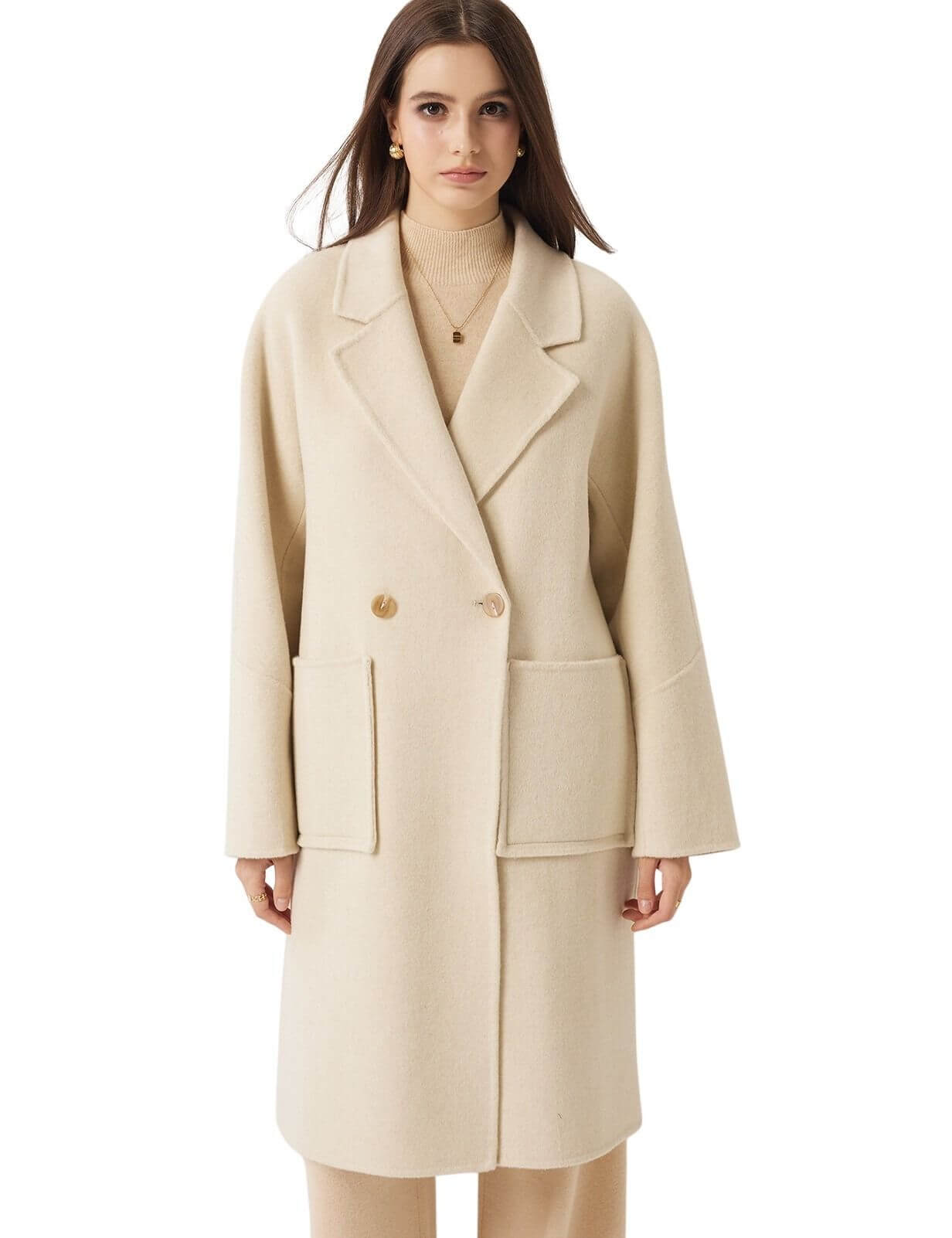 Double Breasted 100% Merino Wool Long Coat
