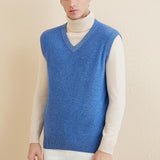 Men's 100% Merino Wool Sweater Vest 2025 Fall Winter Casual Solid V Neck Soft Sleeveless Knitted Sweater Vest