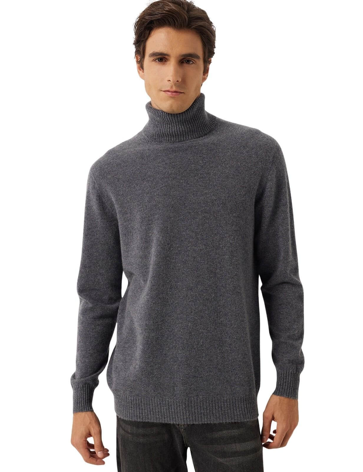 100% Cashmere Turtleneck Seamless Knit Sweater