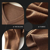 Women's Merino Wool Sweater 2025 Fall Winter V Neck Long Sleeve First-Line Ready to Wear Seamless Knit Sweater