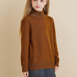 Girls 100% Merino Wool Sweater 2025 Fall Winter Kids Solid Mock Neck Warm Soft Long Sleeve Knit Pullover Jumper