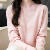 Chanyarn Women's 100% Merino Wool Seamless Sweater Mock Neck First-Line Ready to Wear Long Sleeve Knitted Pullover Tops