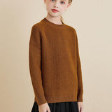 Girls Crew Neck 100% Merino Wool Sweater 2025 Fall Winter Kids Warm Soft Long Sleeve Knitted Pullover Sweater