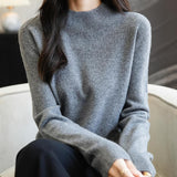 Chanyarn Women's 100% Merino Wool Seamless Sweater Mock Neck First-Line Ready to Wear Long Sleeve Knitted Pullover Tops