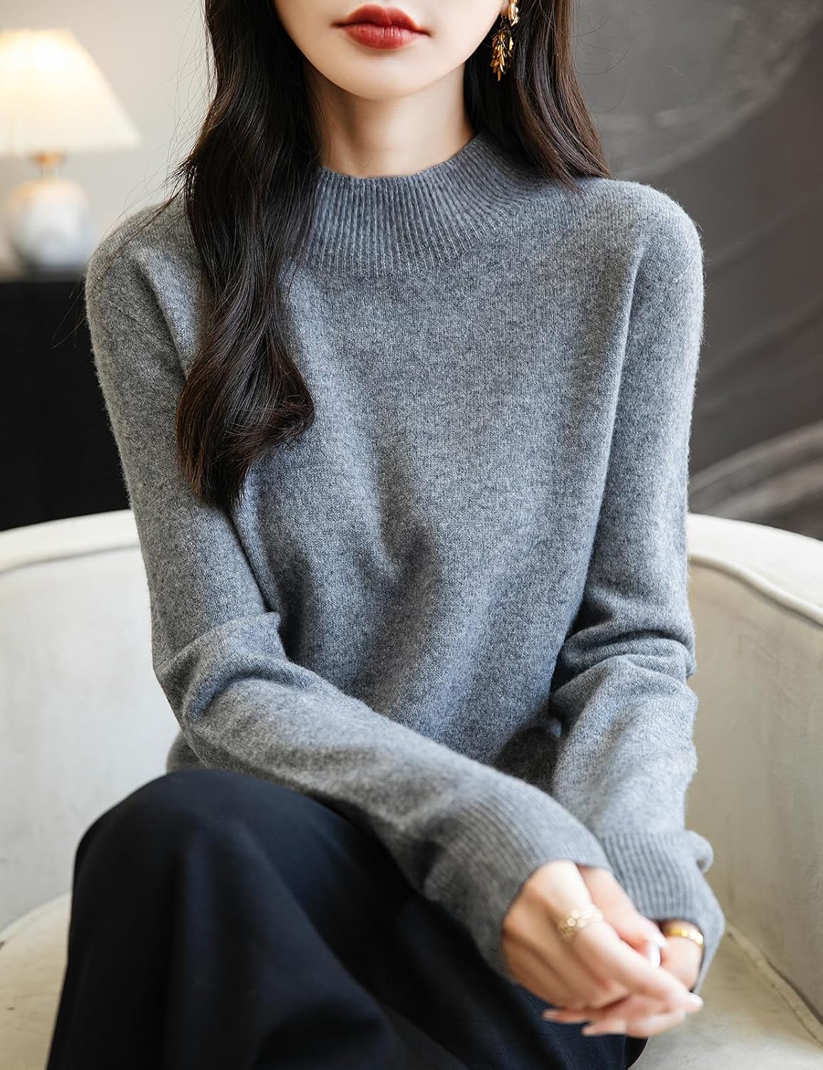 100% Merino Wool Seamless Mockneck Sweater