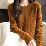 Chanyarn Women's Crew Neck 100% Merino Wool Sweater 2025 Otoño Invierno Cable Cable de manga larga suave suave suéter de manga larga