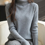 Women's 100% Merino Wool Turtleneck Sweater 2025 Fall Winter Long Sleeve Warm Soft Ribbed Knit Pullover Sweater