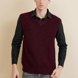Men's 100% Merino Wool Sweater Vest 2025 Fall Winter Casual Solid V Neck Soft Sleeveless Knitted Sweater Vest