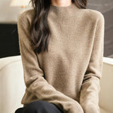 Chanyarn Women's 100% Merino Wool Seamless Sweater Mock Neck First-Line Ready to Wear Long Sleeve Knitted Pullover Tops