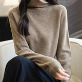 Chanyarn Women's100％メリノウールシームレスセータータートルネックファーストライン長いスリーブニットプルオーバートップを着用する準備ができています