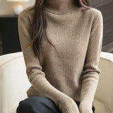 Women's 100% Merino Wool Turtleneck Sweater 2025 Fall Winter Long Sleeve Warm Soft Ribbed Knit Pullover Sweater