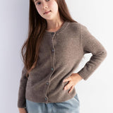 Girls 100% Merino Wool Cardigan Fall Winter First-Line Ready to Wear Crewneck Long Sleeve Seamless Sweater