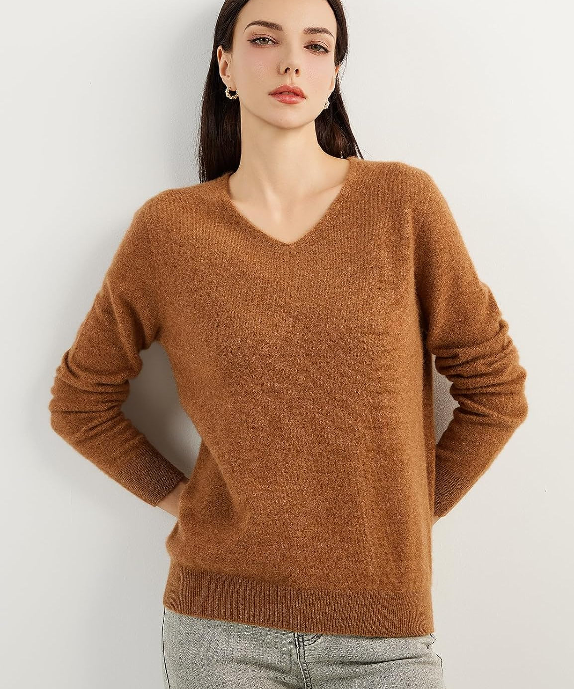 Mongolia Cashmere V-Neck Sweater