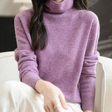 Chanyarn Women's100％メリノウールシームレスセータータートルネックファーストライン長いスリーブニットプルオーバートップを着用する準備ができています