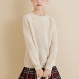 Girls Crew Neck 100% Merino Wool Sweater 2025 Fall Winter Kids Warm Soft Long Sleeve Knitted Pullover Sweater