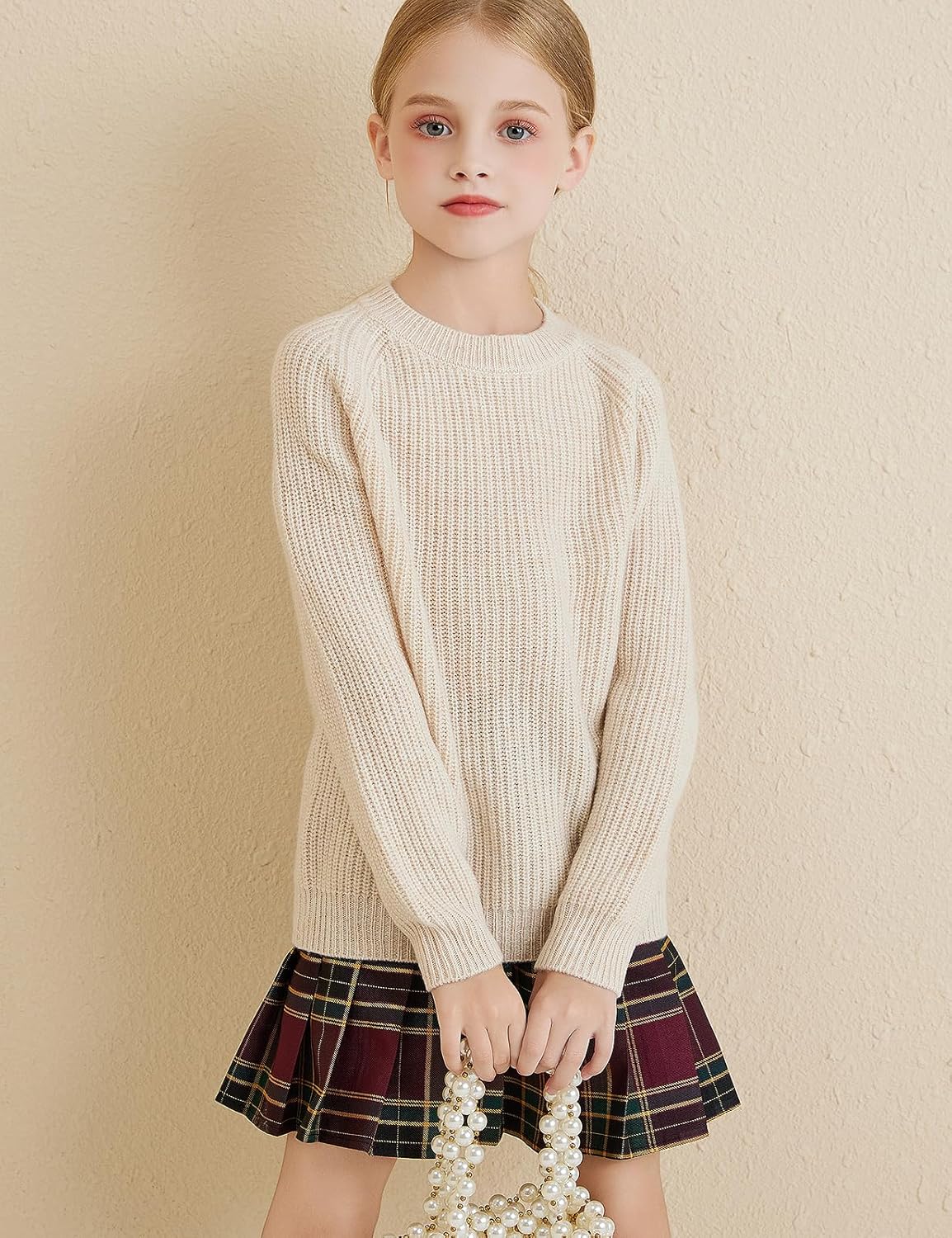Girls Crew Neck 100% Merino Wool Sweater 2025 Fall Winter Kids Warm Soft Long Sleeve Knitted Pullover Sweater