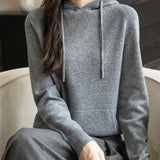 Felpa con tasca a maniche lunghe in lana merino al 100% da donna 2025 inverno calda morbida a manica lunga a maglia con tasca