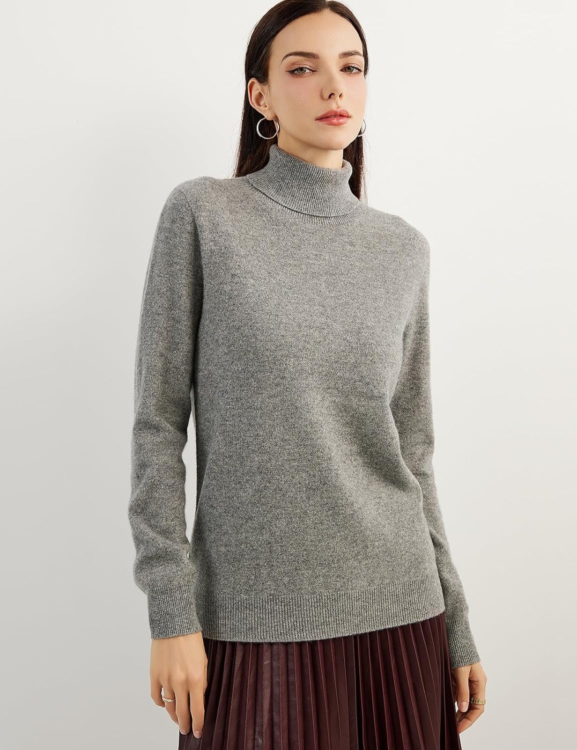 Women's 100% Pure Cashmere Sweater Turtleneck Long Sleeve Warm Soft 2025 Fall Winter Knit Pullover