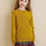 Chanyarn Girls 100% Merino Wool Sweater 2025 Fall Winter Kids Solid Crew Neck Warm Soft Long Sleeve Knit Pullover Jumper