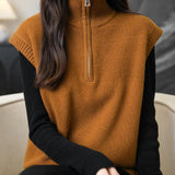 Chanyarn Women's 100% Merino Wool Sweater Vest 2025 Fall Winter 1/4 Zip Sleeveless Knit Sweater Tank Tops