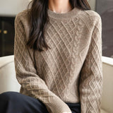 Chanyarn Women's Crew Neck 100% Merino Wool Sweater 2025 Otoño Invierno Clásico Vintage Cable Vintage Cálido de manga larga Sétera de manga larga