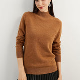 100% Pure Cashmere Women's Sweater Mock Neck Long Sleeve Warm Soft 2025 Fall Winter Knit Pullover