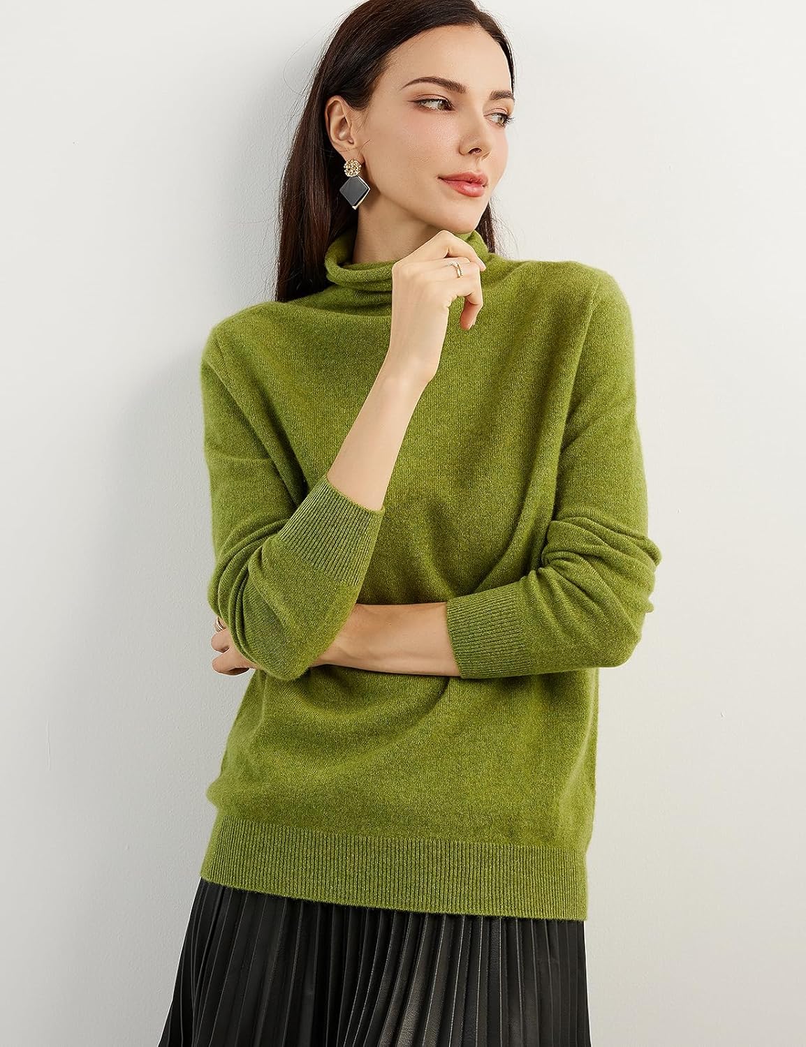 100% Pure Cashmere Women's Sweater Turtleneck Long Sleeve Warm Soft 2025 Fall Winter Knit Pullover