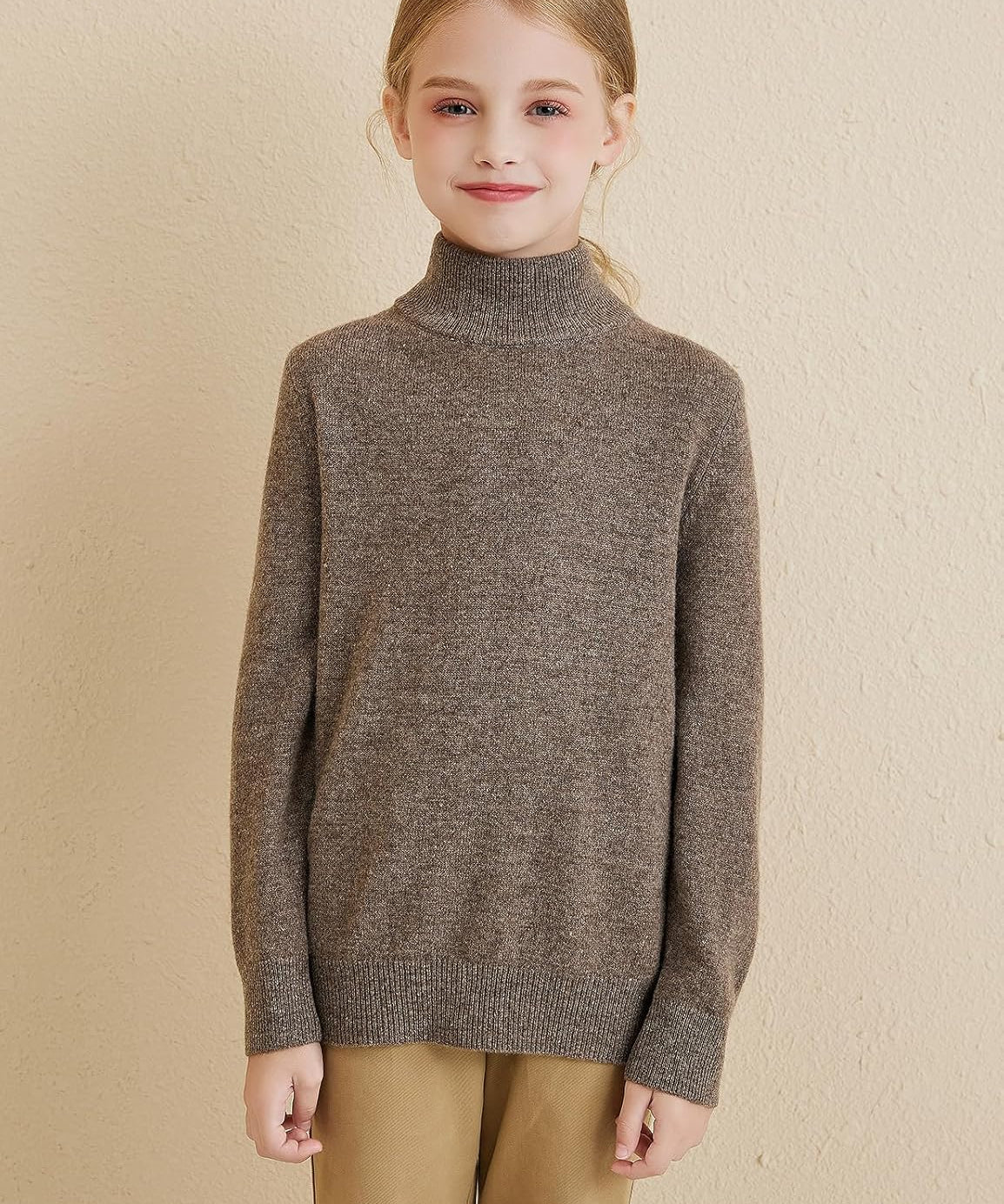 Girls 100% Merino Wool Mockneck Sweater